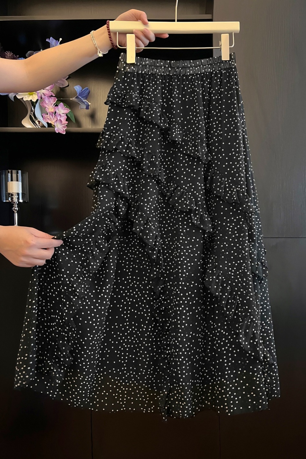 France style slim high waist vacation polka dot skirt