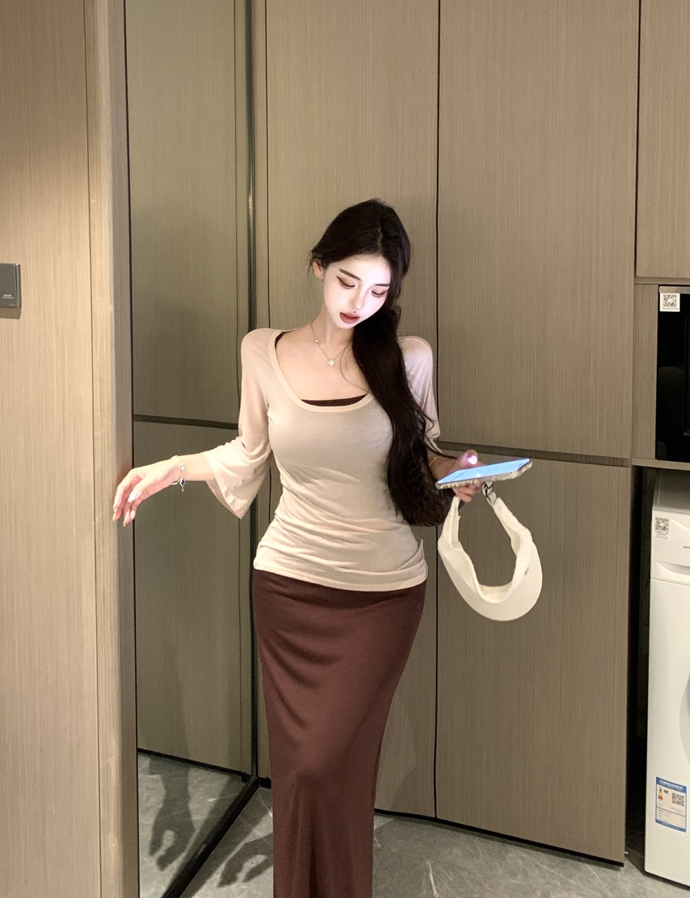 Fashion sling T-shirt sunscreen long skirt 3pcs set