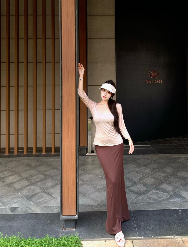 Fashion sling T-shirt sunscreen long skirt 3pcs set