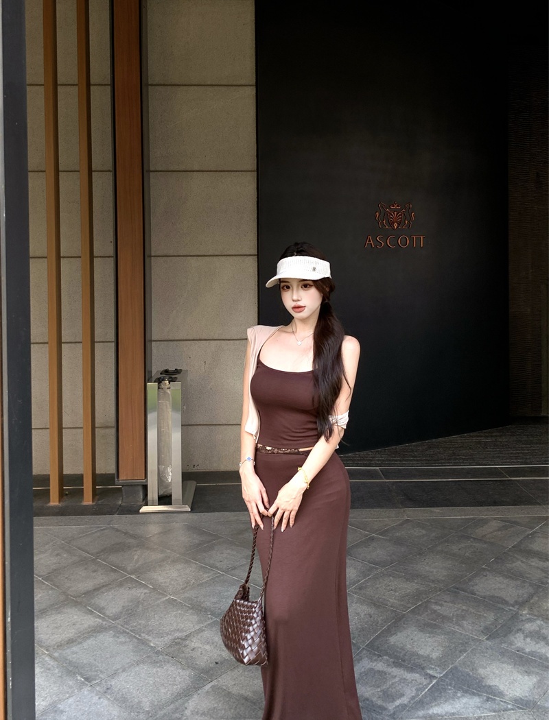 Fashion sling T-shirt sunscreen long skirt 3pcs set