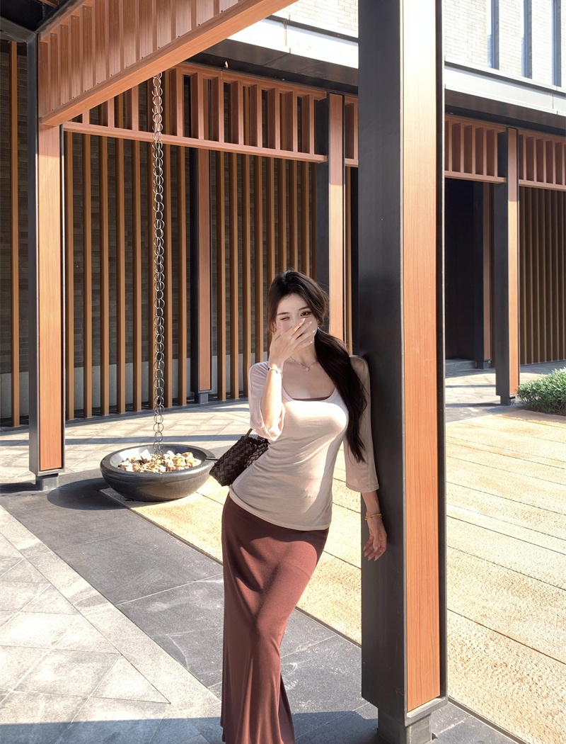 Fashion sling T-shirt sunscreen long skirt 3pcs set
