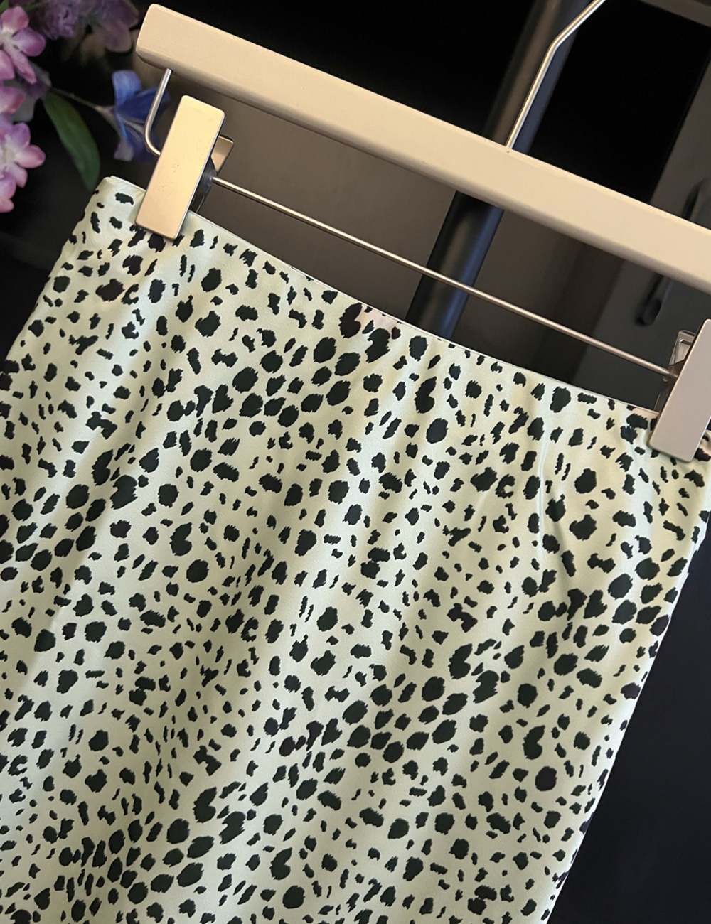 A-line leopard drape slim high waist skirt