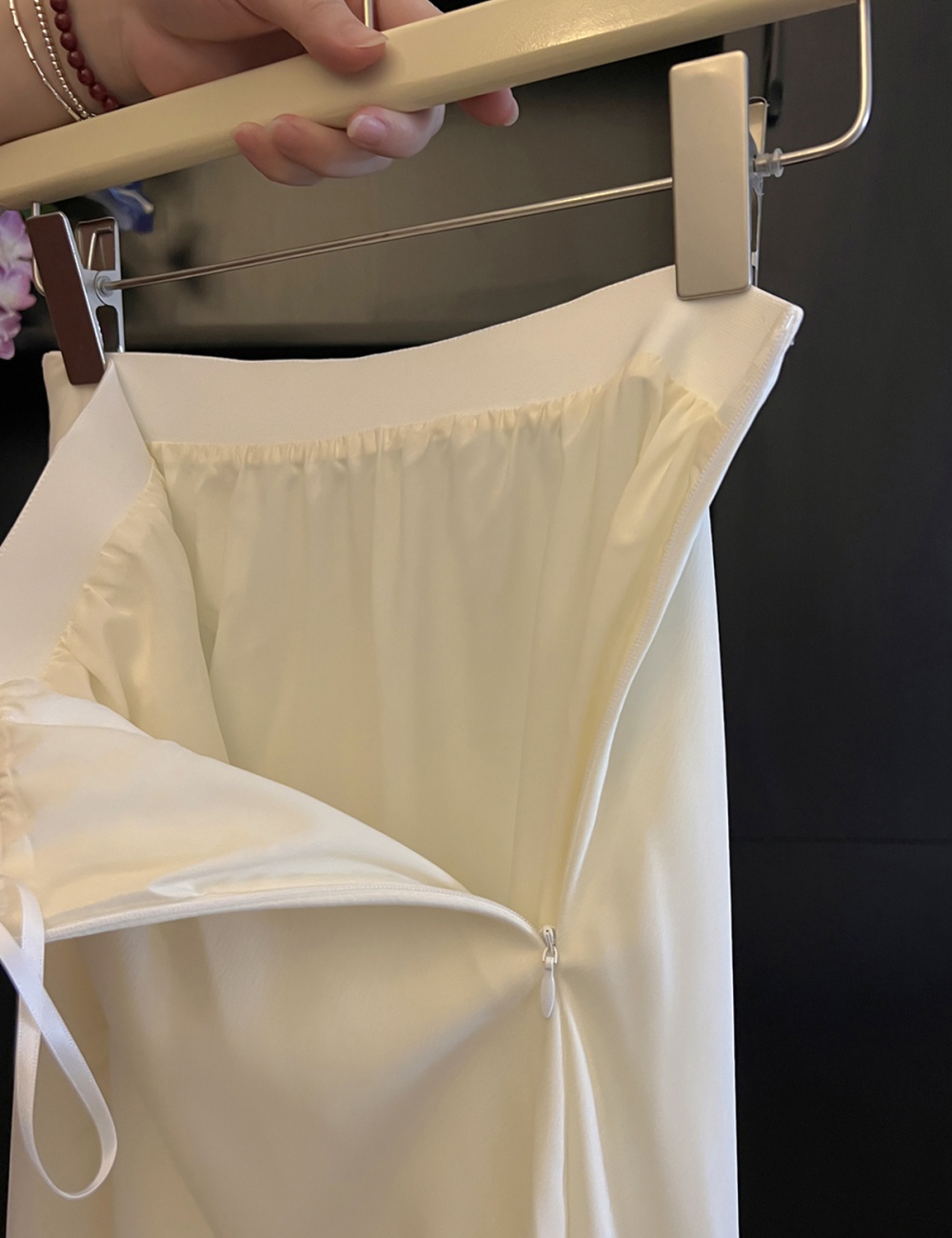 A-line satin drape skirt