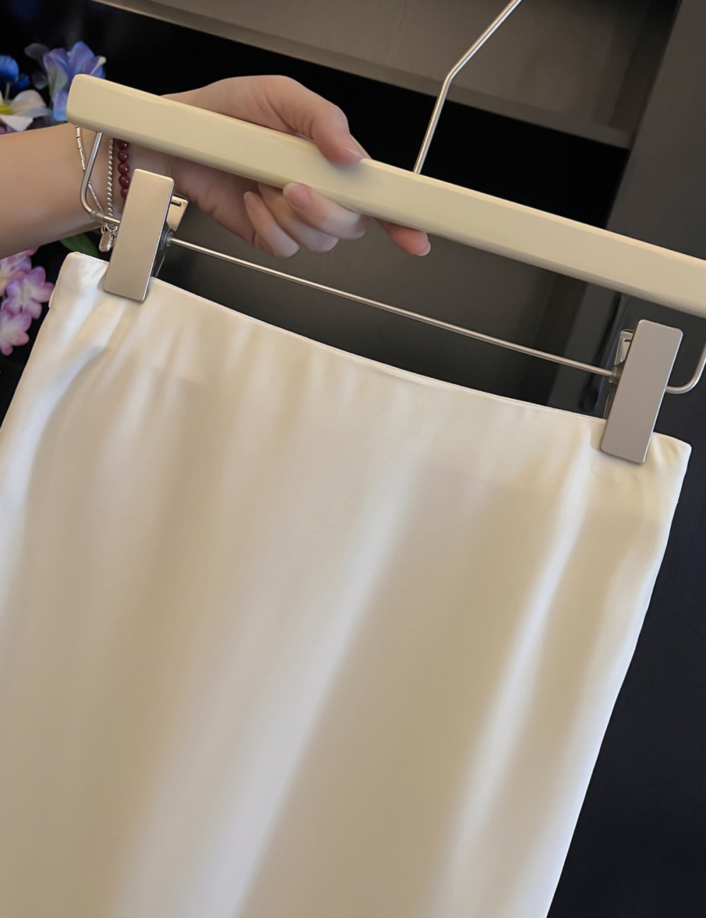 A-line satin drape skirt