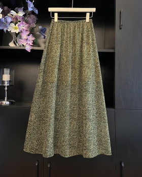 All-match elastic waist leopard skirt