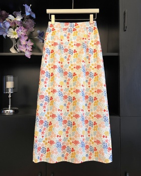 Long summer slim floral skirt