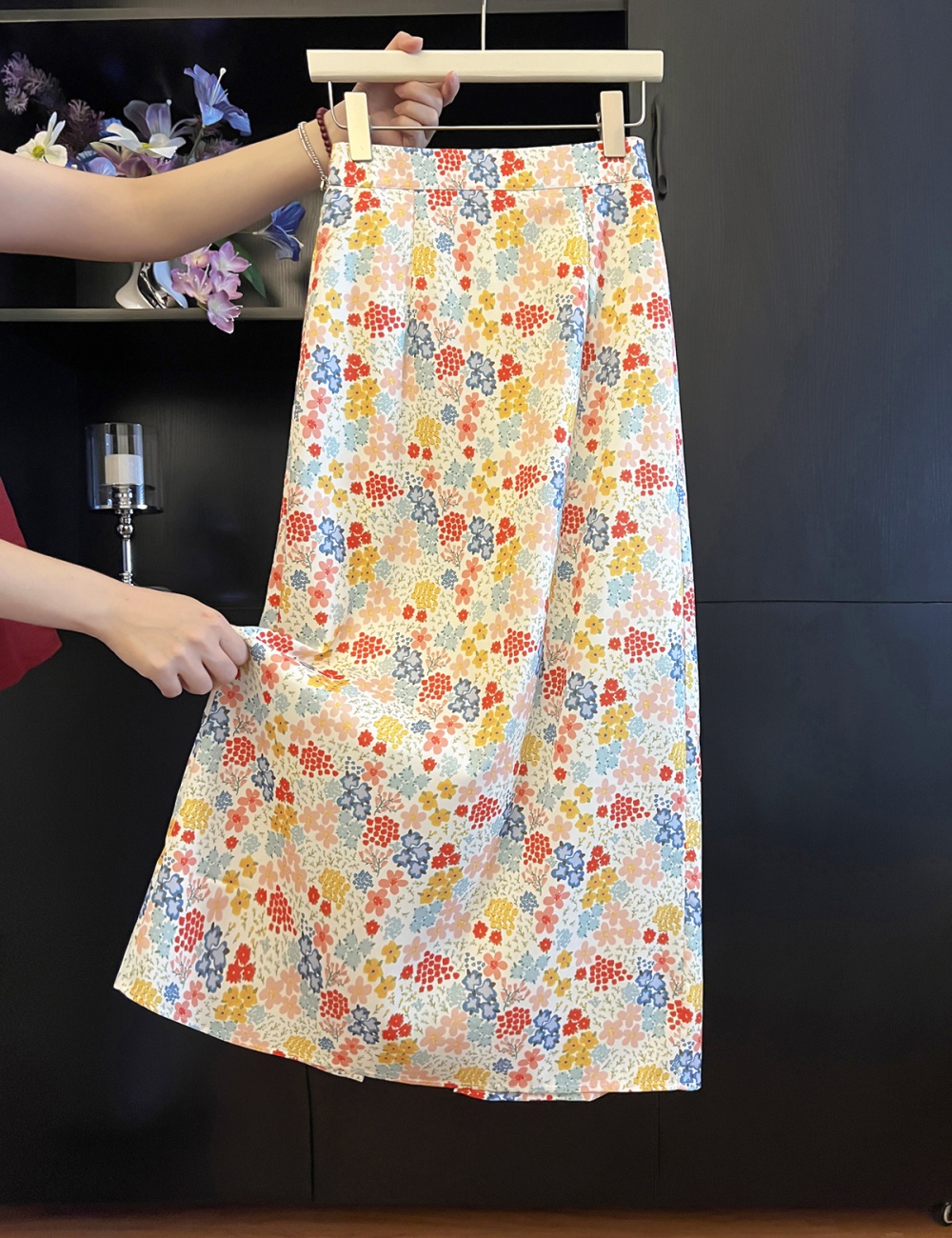 Long summer slim floral skirt