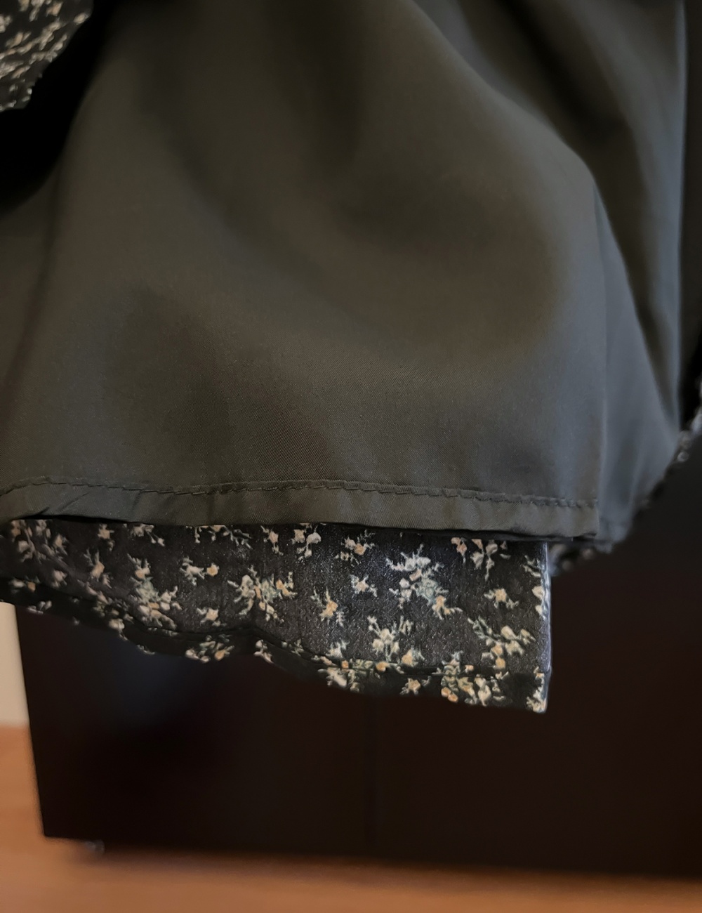 A-line wood ear floral elastic waist long skirt