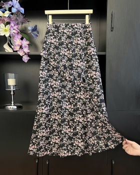 A-line summer high waist floral split skirt for women