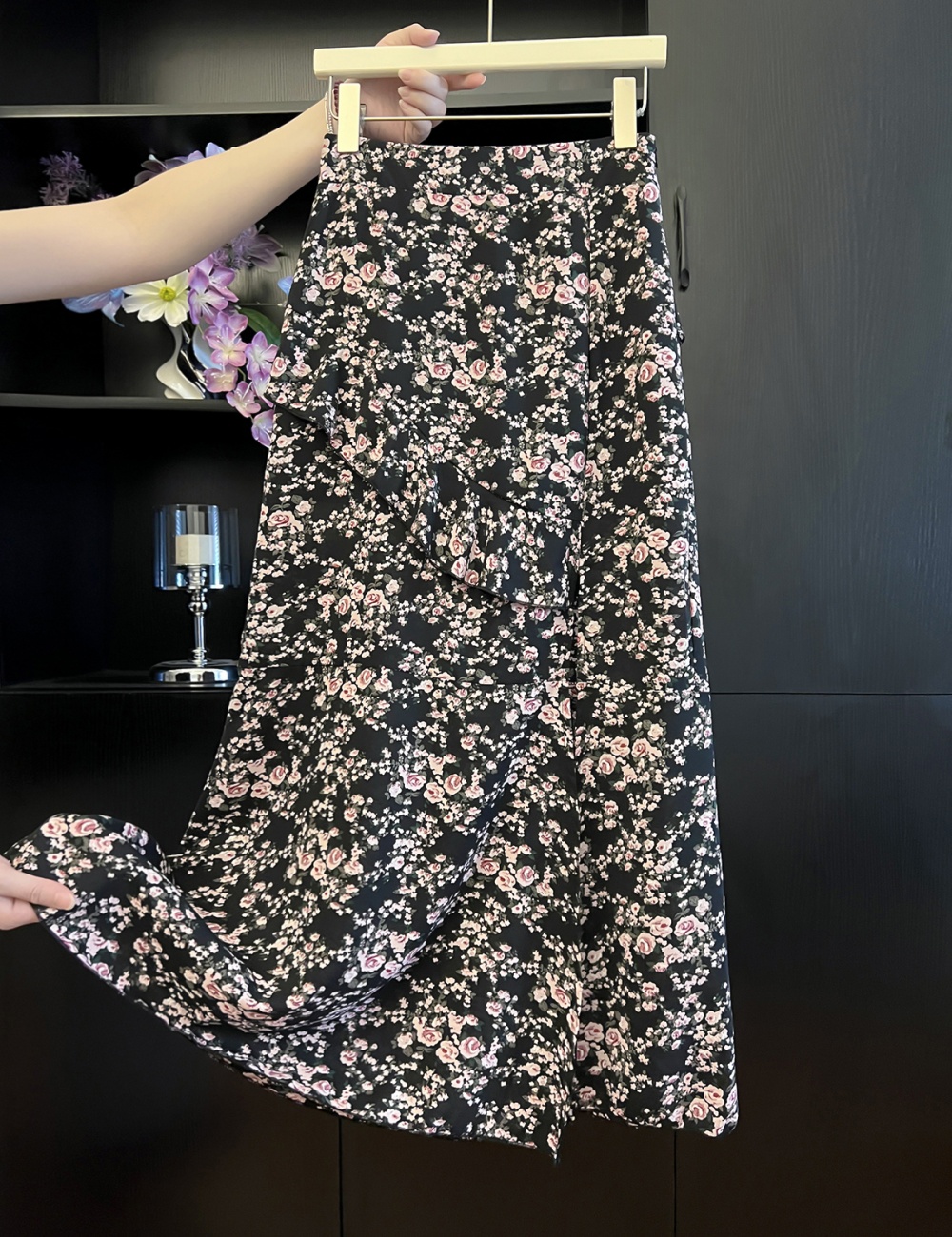 A-line summer high waist floral split skirt for women