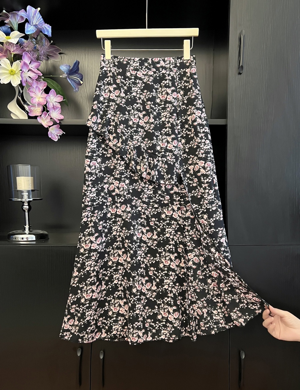 A-line summer high waist floral split skirt for women