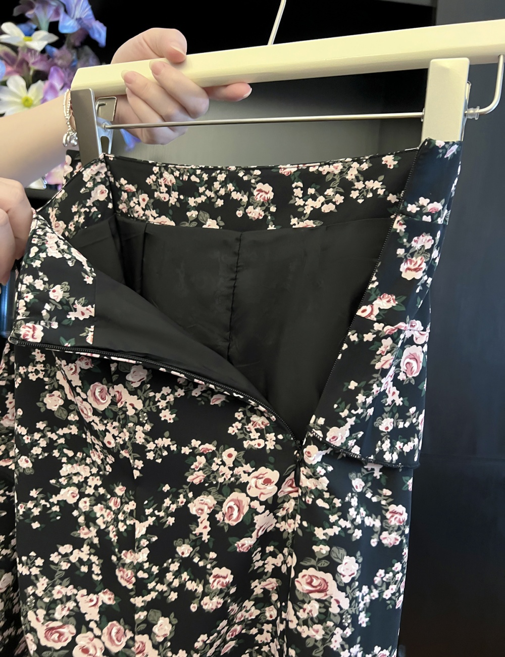 A-line summer high waist floral split skirt for women