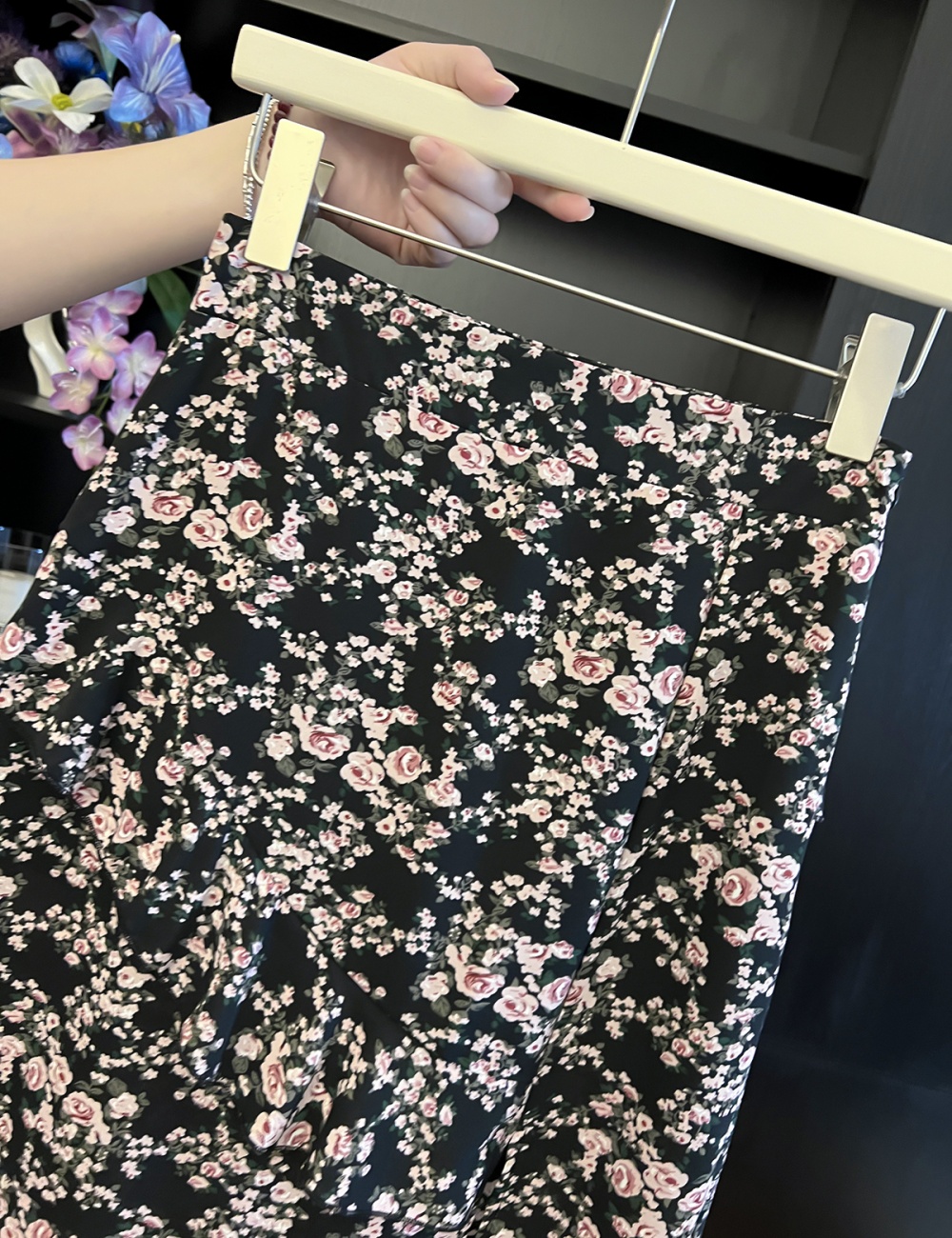 A-line summer high waist floral split skirt for women