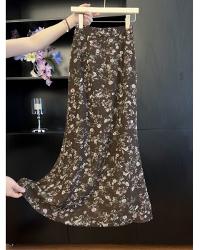 Floral chiffon retro temperament skirt for women