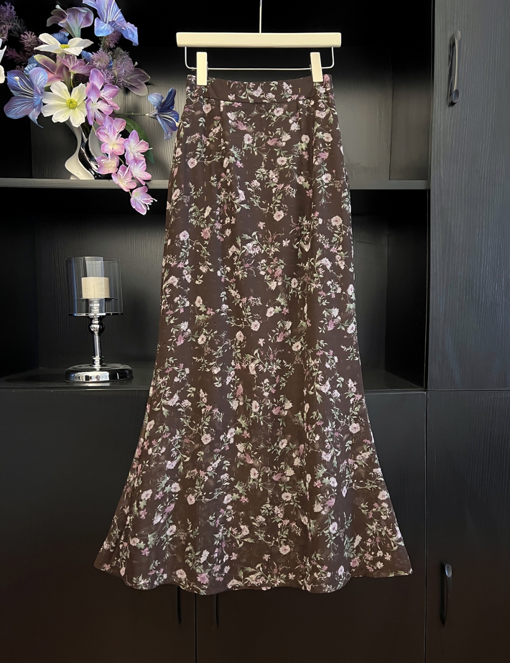 Floral chiffon retro temperament skirt for women