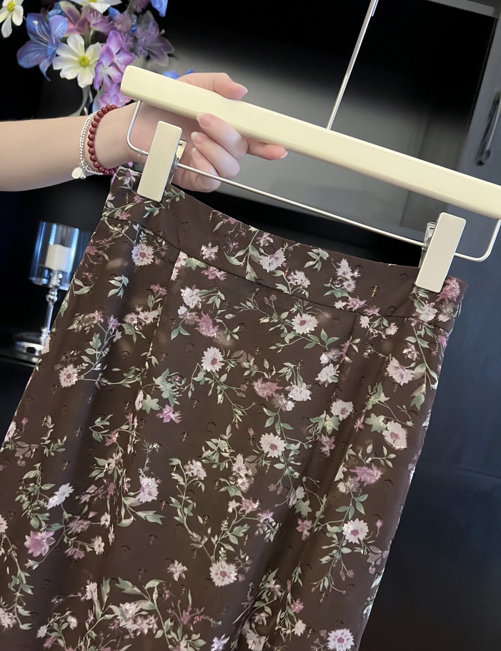 Floral chiffon retro temperament skirt for women