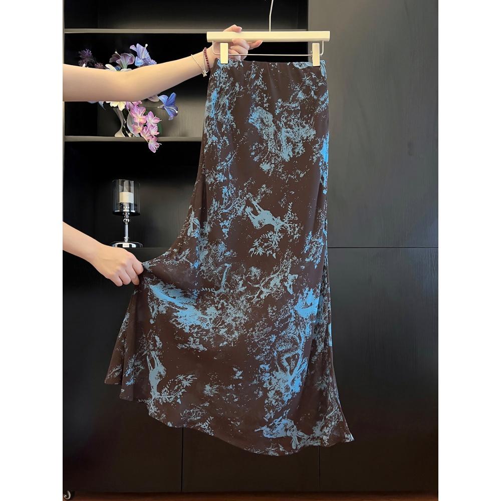 Printing mermaid blooming thin skirt