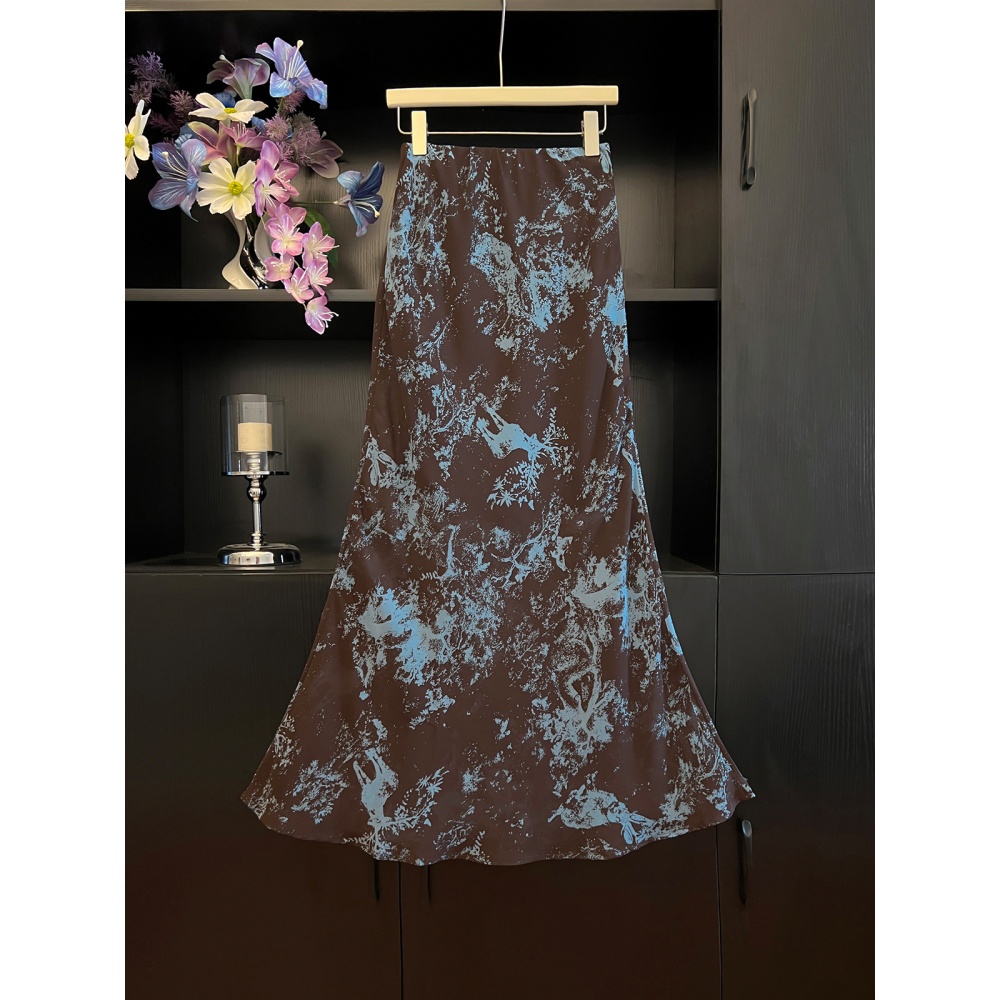 Printing mermaid blooming thin skirt
