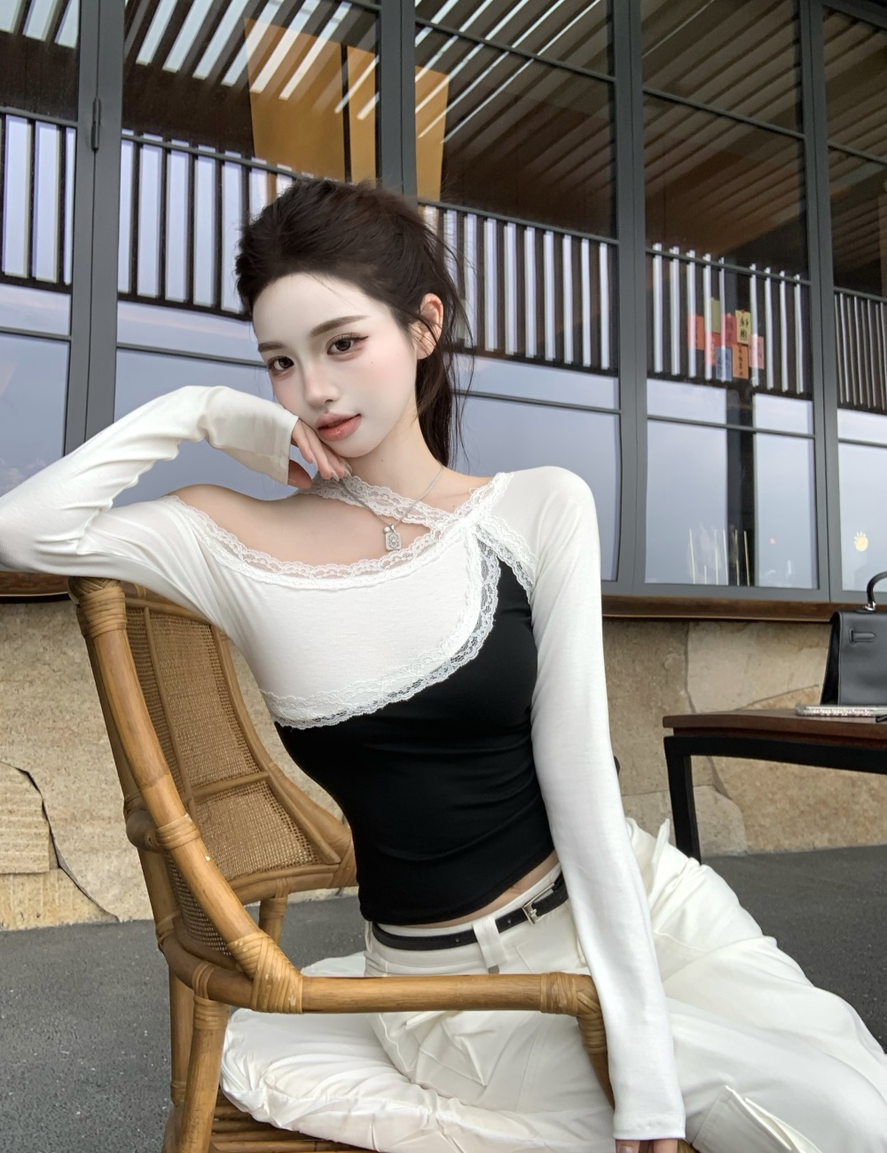 Slim T-shirt long sleeve tops for women