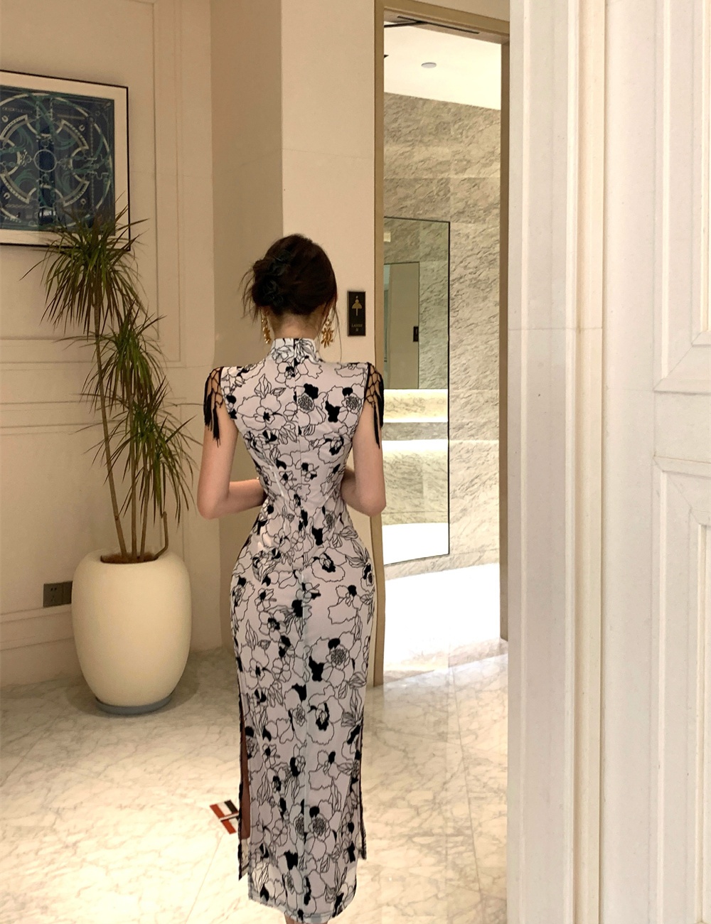 Retro split summer slim dress