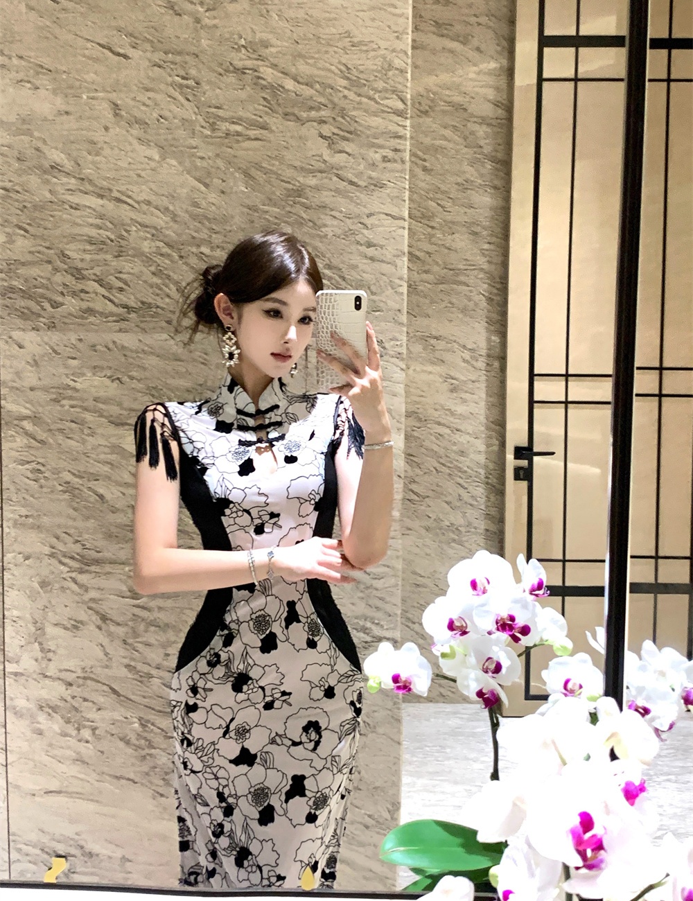 Retro split summer slim dress