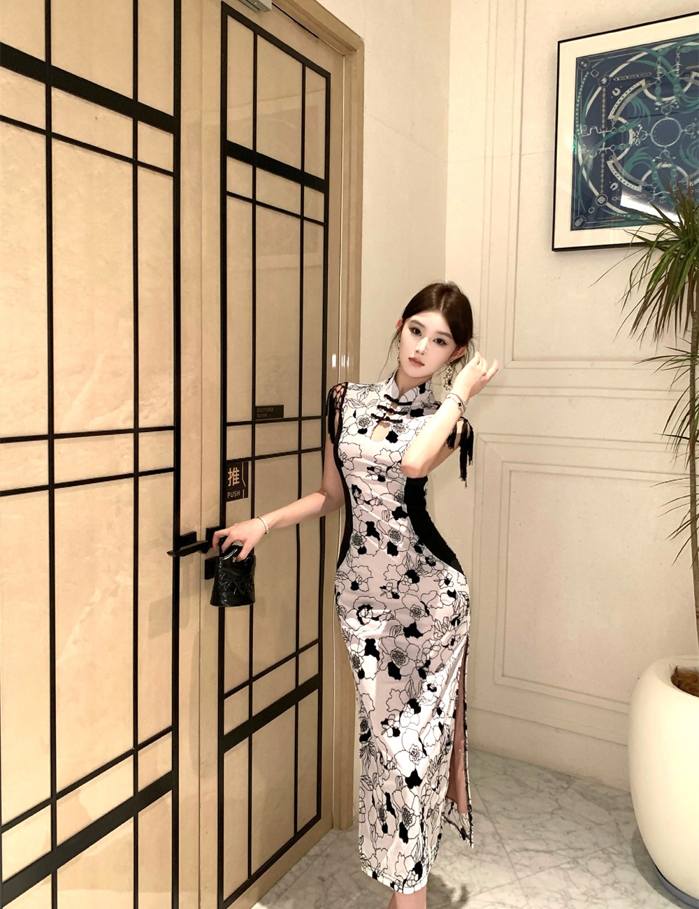 Retro split summer slim dress