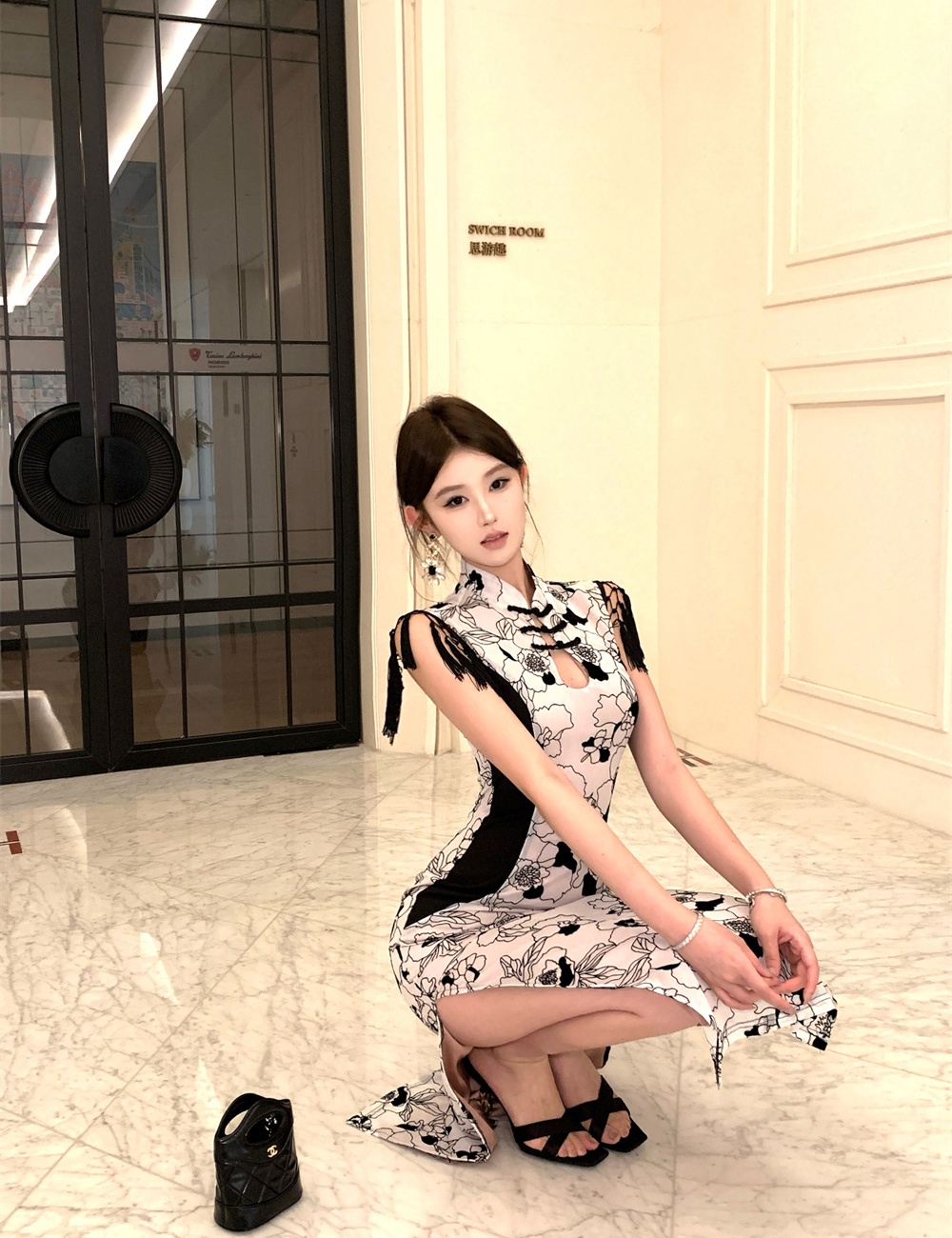 Retro split summer slim dress