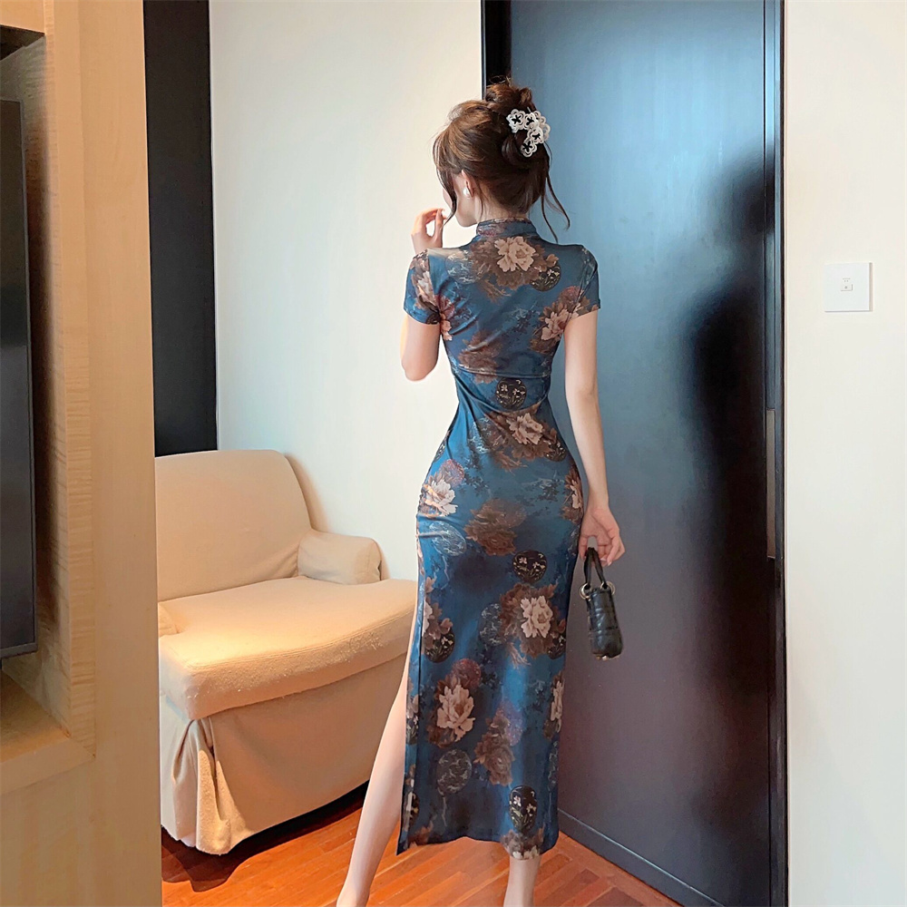Split summer slim retro dress