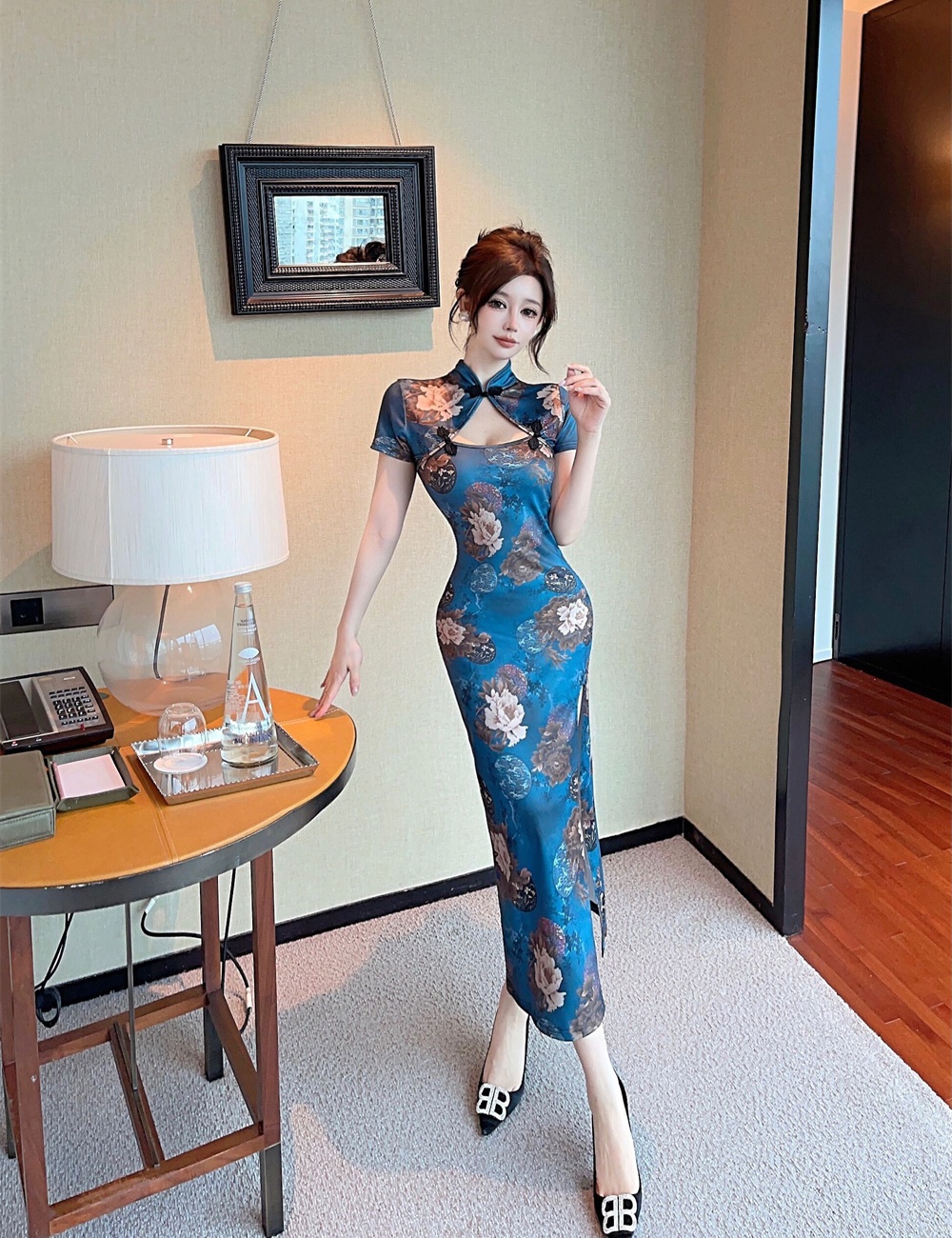 Split summer slim retro dress