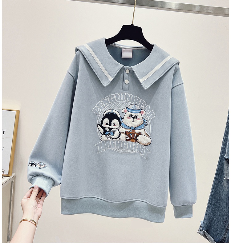 Doll collar loose hoodie pullover tops for women