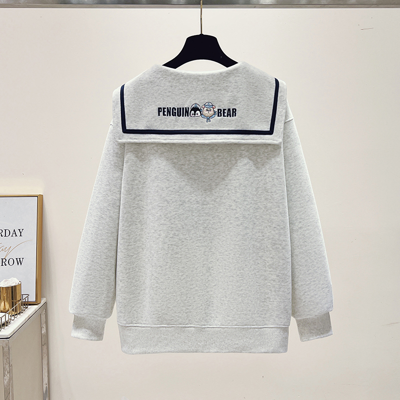 Doll collar loose hoodie pullover tops for women