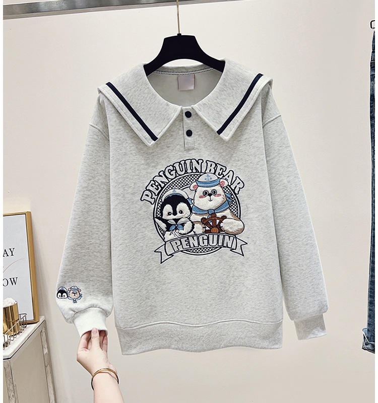 Doll collar loose hoodie pullover tops for women
