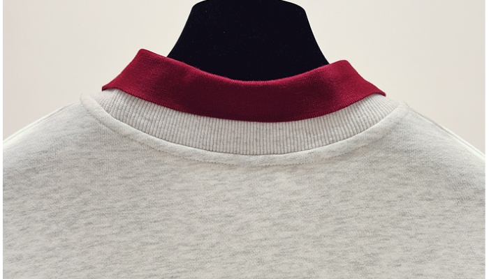 Gray lapel hoodie embroidery tops for women
