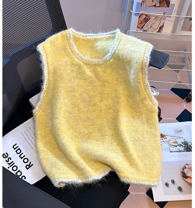 Knitted autumn vest sleeveless tops for women