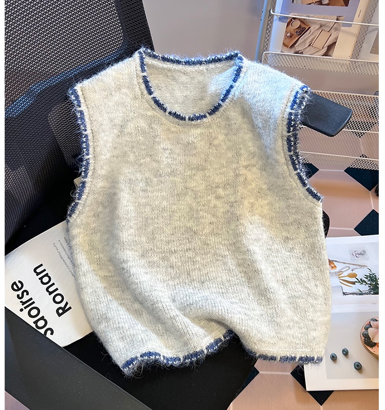Knitted autumn vest sleeveless tops for women