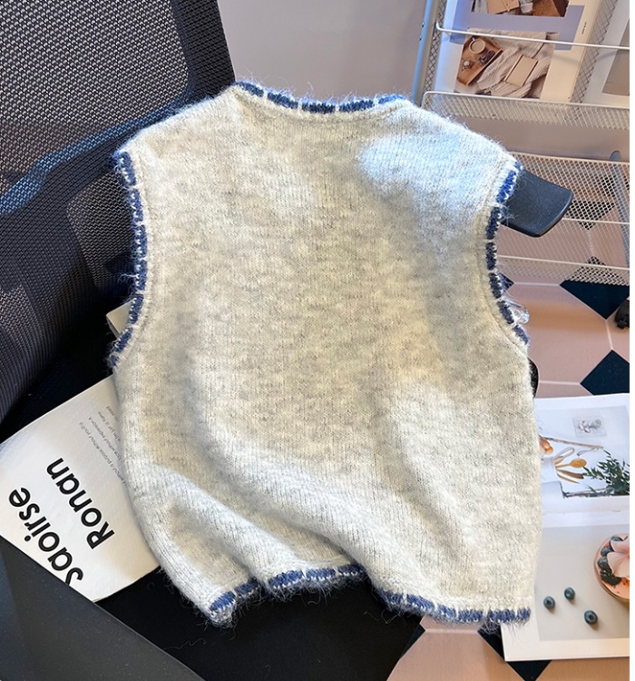 Knitted autumn vest sleeveless tops for women