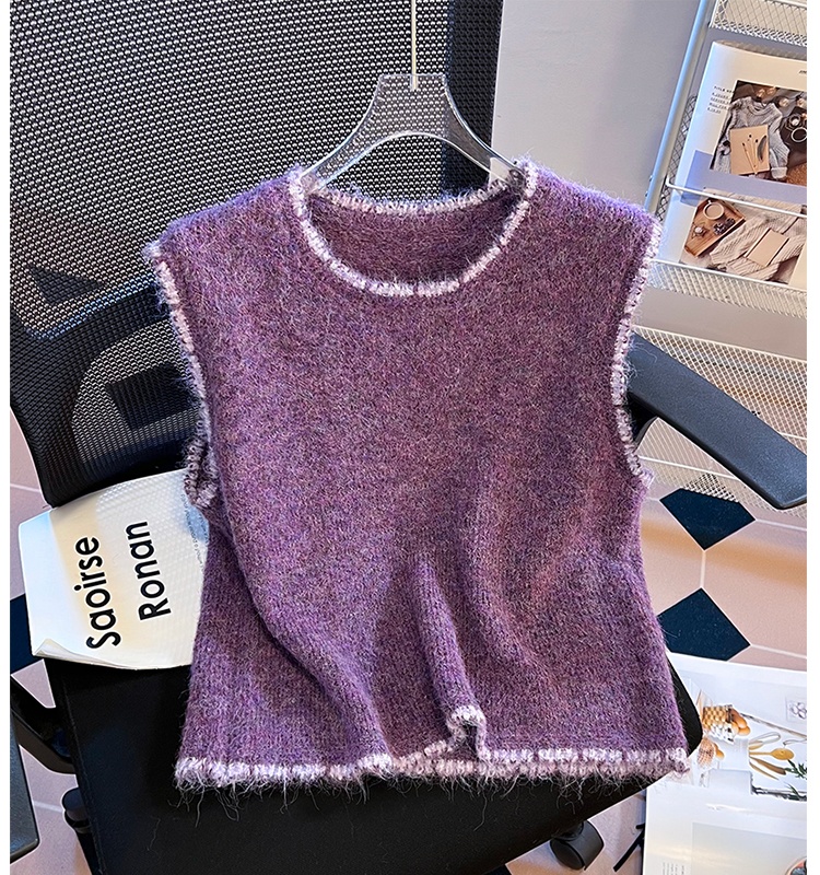 Knitted autumn vest sleeveless tops for women