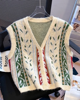 Knitted retro coat all-match niche waistcoat