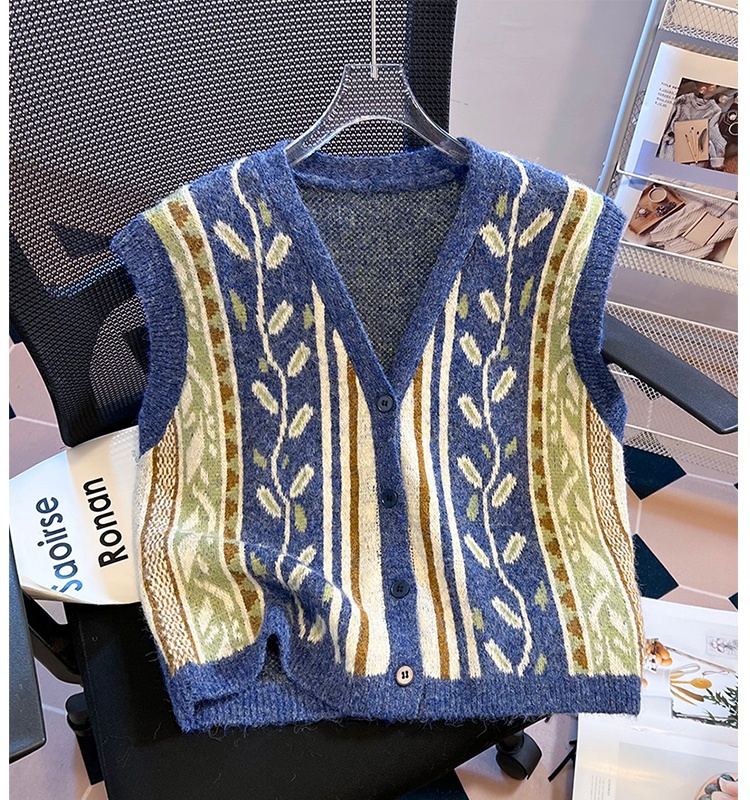 Knitted retro coat all-match niche waistcoat
