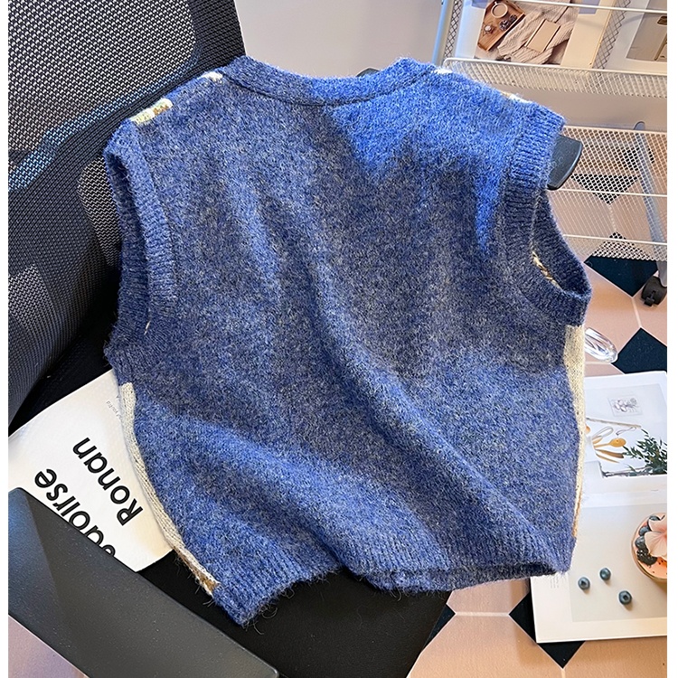 Knitted retro coat all-match niche waistcoat