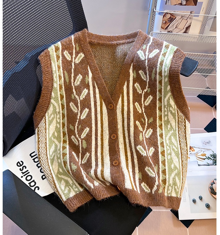 Knitted retro coat all-match niche waistcoat