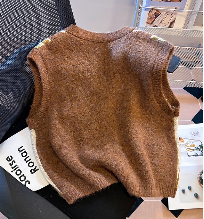 Knitted retro coat all-match niche waistcoat