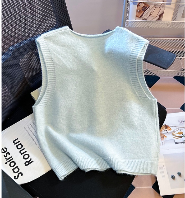 All-match sleeveless cardigan autumn and winter knitted tops