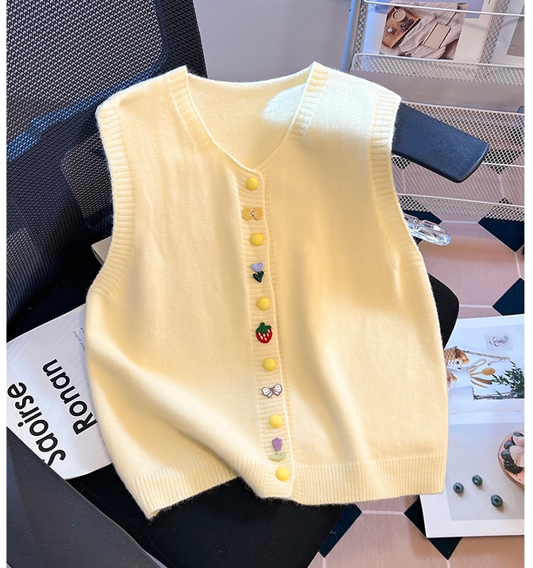 All-match sleeveless cardigan autumn and winter knitted tops
