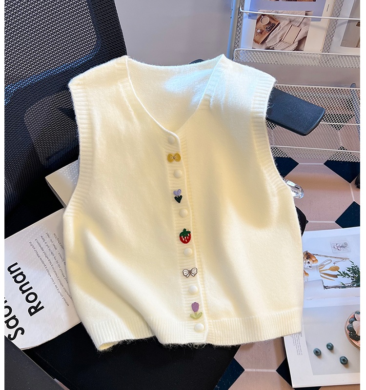 All-match sleeveless cardigan autumn and winter knitted tops