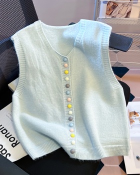 Rainbow buckle waistcoat autumn and winter cardigan