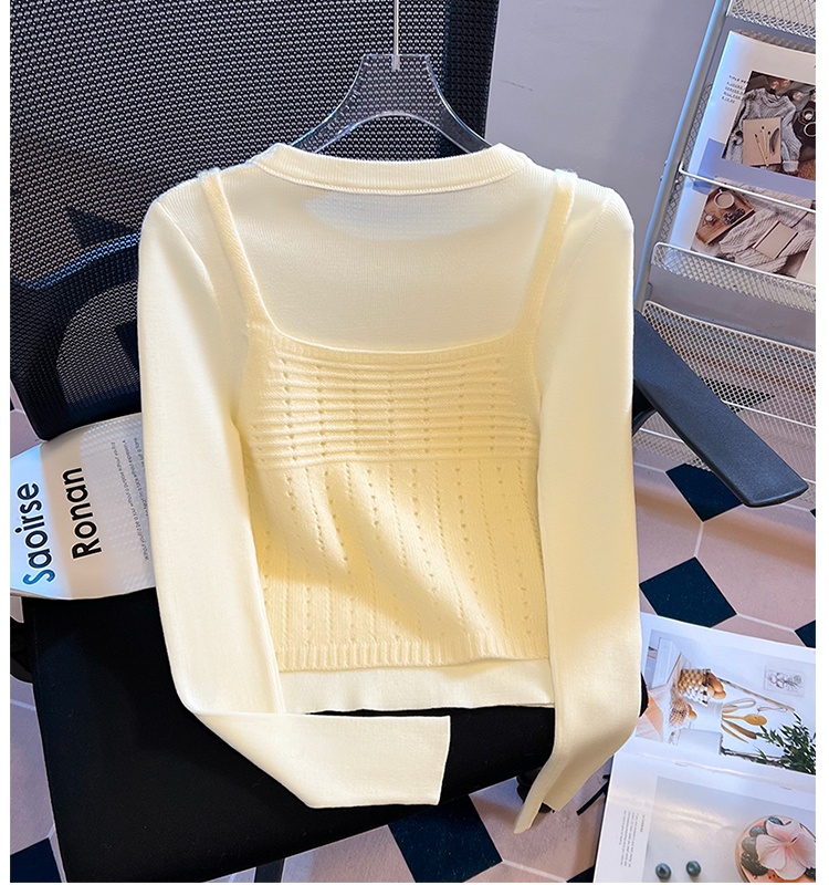 Short outside the ride vest wool knitted bottoming shirt 2pcs set