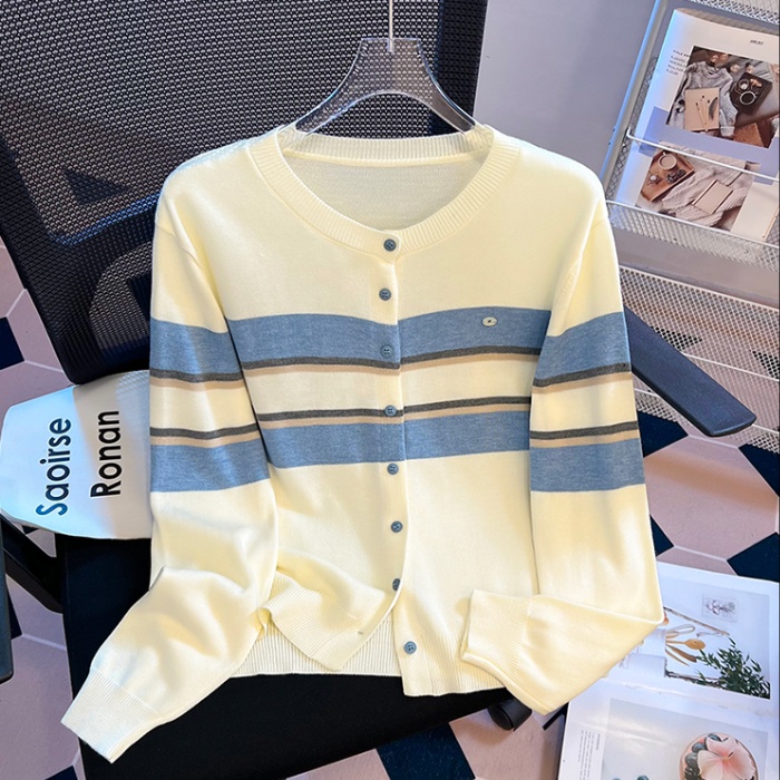 Loose autumn and winter tops stripe sweater for women