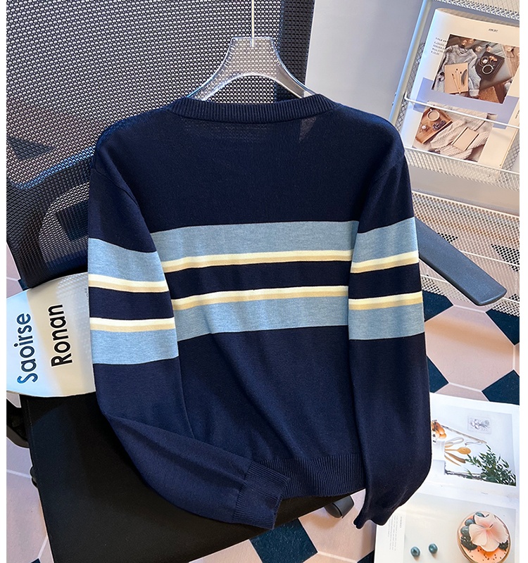 Loose autumn and winter tops stripe sweater for women