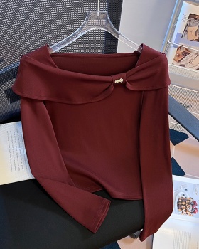 Bottoming simple slim tops autumn niche T-shirt for women
